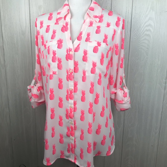 Express Tops - Express The Portofino pink and white pineapple top